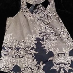 Sleeveless racer back tank beautiful print,Size M scoop neckline